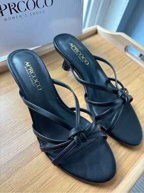 Aprcoco Black Knot-Strap Mule Heels - Women